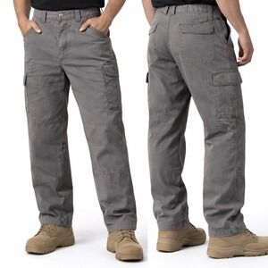 Duluth Flex Fire Hose Gray Work Pants Mens 35x32 (Actual 34x30) Stretch Cargo